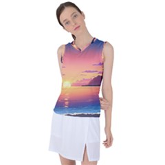 Sunset Ocean Beach Water Tropical Island Vacation 3 Women s Sleeveless Sports Top by Pakemis