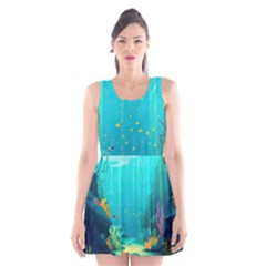 Intro Youtube Background Wallpaper Aquatic Water Scoop Neck Skater Dress by Pakemis