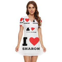 I Love Sharon V-neck High Waist Chiffon Mini Dress
