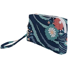 Waves Flowers Pattern Water Floral Minimalist Wristlet Pouch Bag (small) by Pakemis