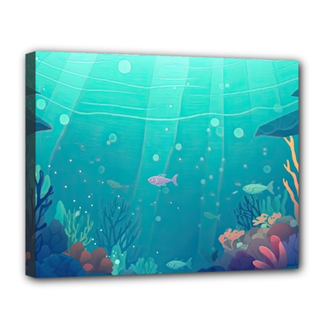 Ai Generated Ocean Sea Fish Aquatic Water Nature 3 Canvas 14  X 11  (stretched) by Pakemis