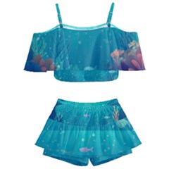 Ai Generated Ocean Sea Fish Aquatic Water Nature 3 Kids  Off Shoulder Skirt Bikini by Pakemis