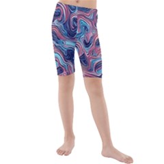 Fluid Art Pattern Kids  Mid Length Swim Shorts