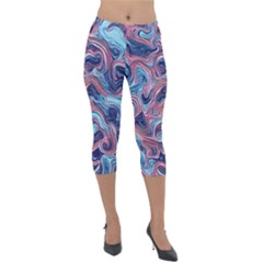 Fluid Art Pattern Lightweight Velour Capri Leggings  by GardenOfOphir