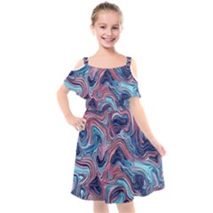 Fluid Art Pattern Kids  Cut Out Shoulders Chiffon Dress by GardenOfOphir