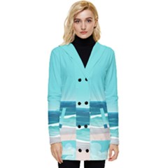 Ai Generated Ocean Waves Sea Water Anime Button Up Hooded Coat  by Pakemis