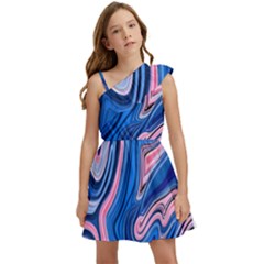 Abstract Liquid Art Pattern Kids  One Shoulder Party Dress by GardenOfOphir