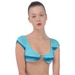 Ai Generated Ocean Waves Sea Water Anime Cap Sleeve Ring Bikini Top by Pakemis