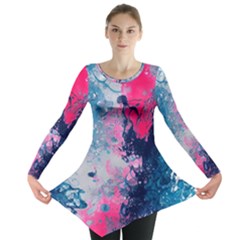 Fluid Art Pattern Long Sleeve Tunic  by GardenOfOphir