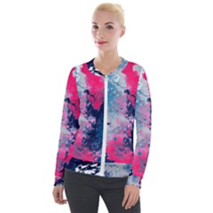 Fluid Art Pattern Velvet Zip Up Jacket by GardenOfOphir