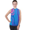 Liquid Background Pattern Mock Neck Chiffon Sleeveless Top View1