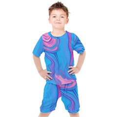 Liquid Background Pattern Kids  Tee And Shorts Set by GardenOfOphir