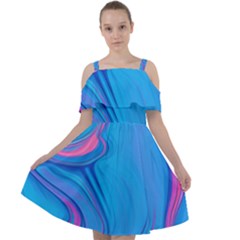 Liquid Background Pattern Cut Out Shoulders Chiffon Dress by GardenOfOphir