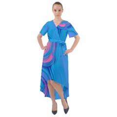 Liquid Background Pattern Front Wrap High Low Dress by GardenOfOphir