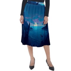 Ai Generated Ocean Sea Water Anime Nautical 2 Classic Velour Midi Skirt  by Pakemis