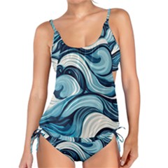 Pattern Ocean Waves Arctic Ocean Blue Nature Sea Tankini Set by Pakemis