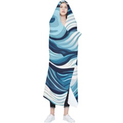 Pattern Ocean Waves Arctic Ocean Blue Nature Sea Wearable Blanket by Pakemis