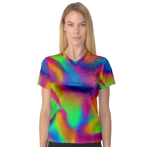 Fluid Background Pattern V-neck Sport Mesh Tee by GardenOfOphir