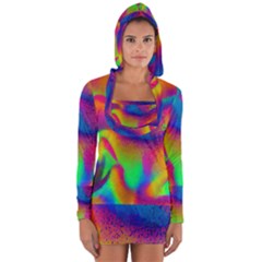 Fluid Background Pattern Long Sleeve Hooded T-shirt