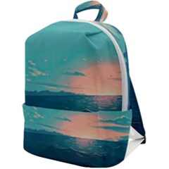 Ai Generated Ocean Sea Water Anime Nautical Zip Up Backpack by Pakemis