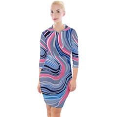 Fluid Abstract Art Quarter Sleeve Hood Bodycon Dress by GardenOfOphir