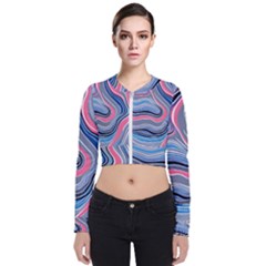 Fluid Abstract Art Long Sleeve Zip Up Bomber Jacket by GardenOfOphir