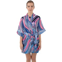 Fluid Abstract Art Half Sleeve Satin Kimono  by GardenOfOphir