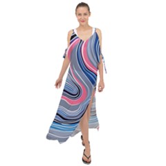 Fluid Abstract Art Maxi Chiffon Cover Up Dress by GardenOfOphir