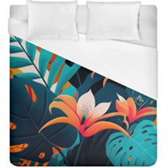Tropical Flowers Floral Floral Pattern Patterns Duvet Cover (king Size) by Pakemis