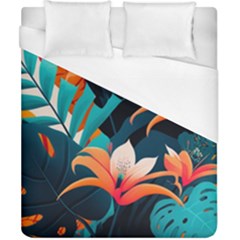 Tropical Flowers Floral Floral Pattern Patterns Duvet Cover (california King Size) by Pakemis
