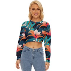 Tropical Flowers Floral Floral Pattern Patterns Lightweight Long Sleeve Sweatshirt by Pakemis