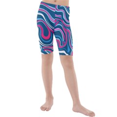 Liquid Art Pattern Kids  Mid Length Swim Shorts