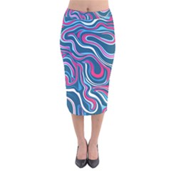 Liquid Art Pattern Velvet Midi Pencil Skirt by GardenOfOphir