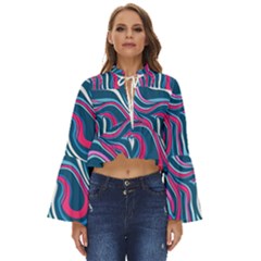 Liquid Art Pattern Boho Long Bell Sleeve Top