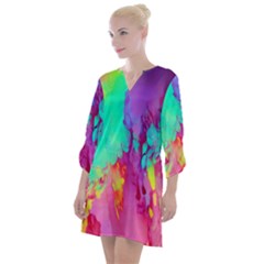 Fluid Background Open Neck Shift Dress