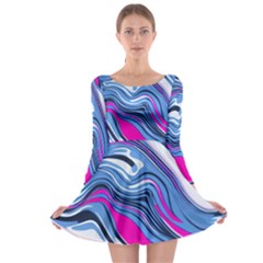 Fluid Art Pattern Long Sleeve Skater Dress by GardenOfOphir