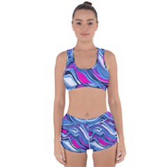 Fluid Art Pattern Racerback Boyleg Bikini Set