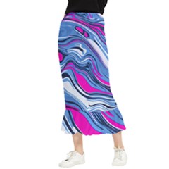 Fluid Art Pattern Maxi Fishtail Chiffon Skirt by GardenOfOphir