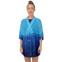 Ai Generated Ocean Sea Fish Underwater Water Half Sleeve Chiffon Kimono by Pakemis