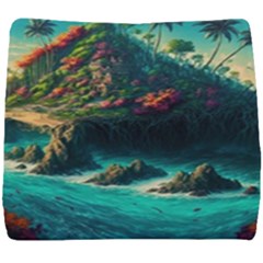Tropical Island Paradise Ocean Sea Palm Trees Seat Cushion by Pakemis