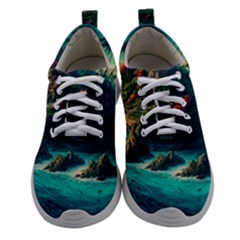 Tropical Island Paradise Ocean Sea Palm Trees Women Athletic Shoes by Pakemis