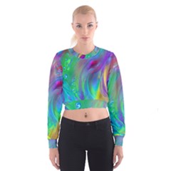 Fluid Art - Artistic And Colorful Cropped Sweatshirt by GardenOfOphir