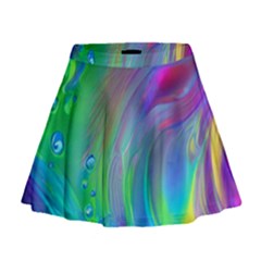 Fluid Art - Artistic And Colorful Mini Flare Skirt by GardenOfOphir