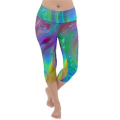 Fluid Art - Artistic And Colorful Lightweight Velour Capri Yoga Leggings by GardenOfOphir