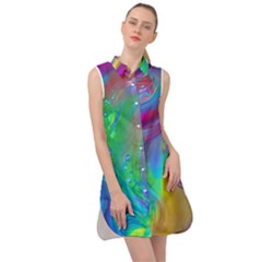 Fluid Art - Artistic And Colorful Sleeveless Shirt Dress by GardenOfOphir