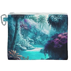 Landscape Nature Digital Art Palm Trees Paradise Canvas Cosmetic Bag (xxl) by Pakemis