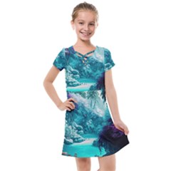 Landscape Nature Digital Art Palm Trees Paradise Kids  Cross Web Dress