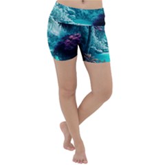 Landscape Nature Digital Art Palm Trees Paradise Lightweight Velour Yoga Shorts