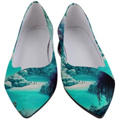 Landscape Nature Digital Art Palm Trees Paradise Women s Block Heels 