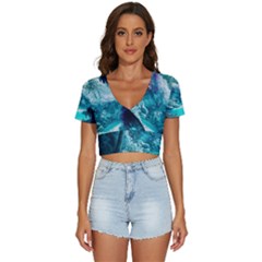 Landscape Nature Digital Art Palm Trees Paradise V-neck Crop Top by Pakemis